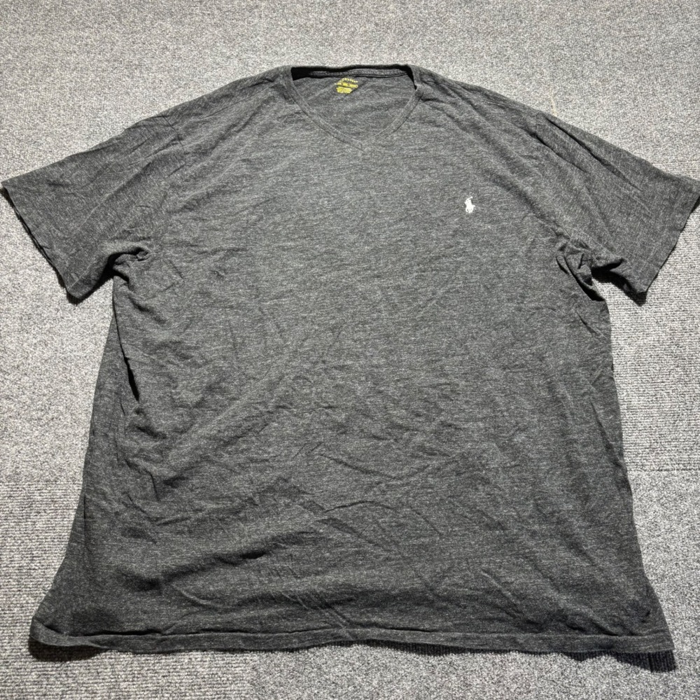 Polo Ralph Lauren Mens 3XLT V-Neck T-Shirt Charcoal Grey Pony Logo Big Tall
